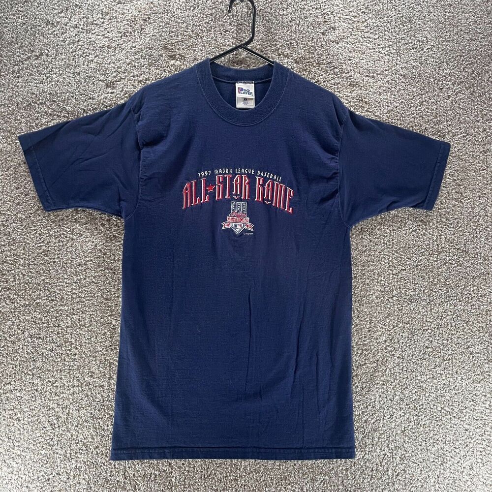 Vintage 90s MLB Baseball Shirt Mens Medium Blue Pro Player 1997‎ All Star Game